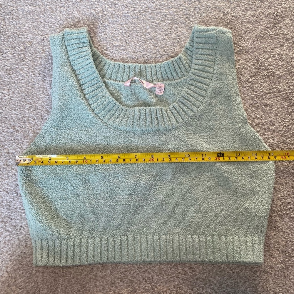 La Vie En Rose Sage Green Terry Crop Tank Medium Soft Lounge Top - Picture 6 of 7